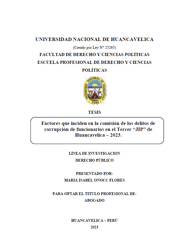 Factores Que Inciden En La Comisión De Los Delitos De Corrupción De